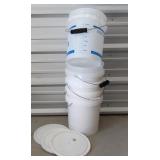 5-Gallon Handled Buckets (5) & Lids (3)