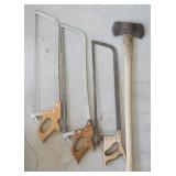 Pittsburgh Saw Co Hand Saw & Axe + (4)