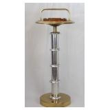 Vtg Chrome & Brass Ashtray Stand- Amber Glass