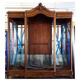 Massive Antique Walnut & Oak China Cabinet