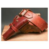 Leather Ammo Belt For .44/.45 Cal With Holster