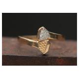 14k Gold And Diamond Baguette Chop Ring Size 6.5