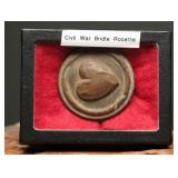 Civil War Bridle Rosette With Heart 2 1/4"