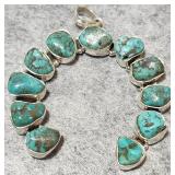 Sterling Silver And Turquoise Naja Pendant 33.16g