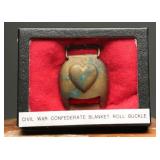 Confederate Blanket Roll Heart Buckle - Civil War