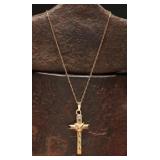 14k Gold Cross with 14k Gold 20" Gold Rope Chain
