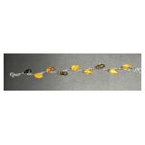 Amber And Sterling Silver Link Bracelet 13.9g