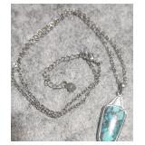 Sterling Silver And Turquoise Necklace 18.5"