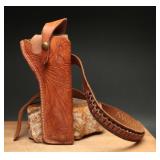 Leather Revolver Holster With 22 Cal Bullet Belt