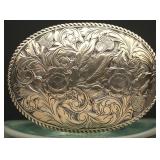 Crumrine Bronze & Silver Scrolled Belt Buckle