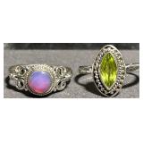 Sterling Silver Fire Opal & Peridot Cocktail Ring