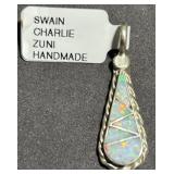 Zuni Charlie Swain Sterling & Opal Pendant