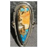 Spiny Oyster Turquoise Sterling Silver Ring Size 9