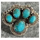 Sterling Silver & Turquoise Bear Paw Ring Sz. 7