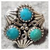 Sterling and Turquoise Ring SIZE 7 3/4