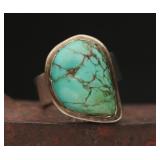 Silver & Turquoise Ring, Size 10.5, 13.30g