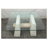 Glass-Top Table With Oak Log Base