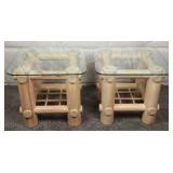 Log-Style Oak Glass Tables