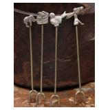 Four Vintage Sterling Silver Pickle Forks, 9.7g
