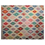 Vintage Hand-Stitched Multi-Color Quilt