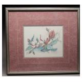Framed Watercolor Floral Painting Signed