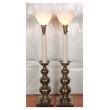 Brass Table Lamps with Glass Shades