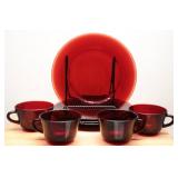 Anchor Hocking Ruby Red Cup and Plate Set