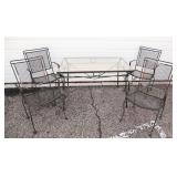 Glass Top Wrought Iron Patio Table, 4 Chairs