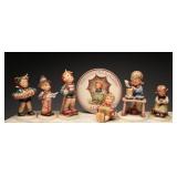 Six Hummel TMK-5 Figurines & Plate, 1972-1979
