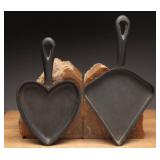 Cast Iron Heart and Diamond Single Egg Skillets