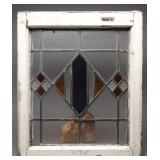 Antique Leaded Stained Glass Window Sash