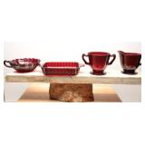 Vintage Anchor Hocking Ruby Red Glass Set