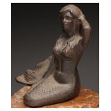 Vintage Cast Iron Mermaid Figurine