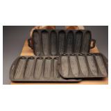 Three Cast Iron Cornstick Pans