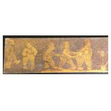 Antique Wood Etching of Children at Play