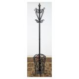 Wrought Iron Coat, Hat, & Umbrella Stand