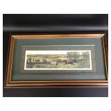 Framed Etching Print of a Fox Hunt