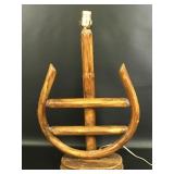 MCM Wooden Horseshoe Lamp