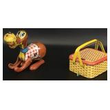 Tin Wind Up Dog Toy & Mar Battery Box