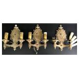 Vintage Electric Brass Wall Sconces (3)