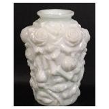 Vintage Blown Glass Vase with Roses