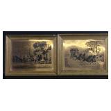 Copper Engraved Framed Pictures (2)