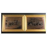 Copper Engraved Framed Pictures (2)