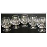 Vintage Jazz Themed Etched Brandy Snifters (5)
