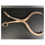 Antique Ice/ Wood Steel Tongs