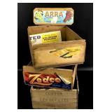 Vintage Wooden Crates (3) + Signs (2)