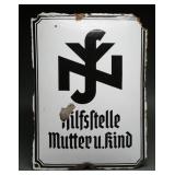 1939 NSV Mutter und Kind Enamel Sign