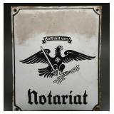 Third Reich Notariat Enamel Sign