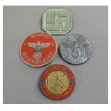 Third Reich Enameled Badges & Tinnies (4 Pcs)