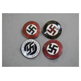 Lot of 4 Original WWII German WHW Glass Badges